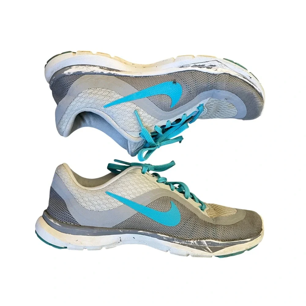Nike Training Flex TR6 Running Shoes size 6 Gray Aqua Sneaker Athletic‎ Workout